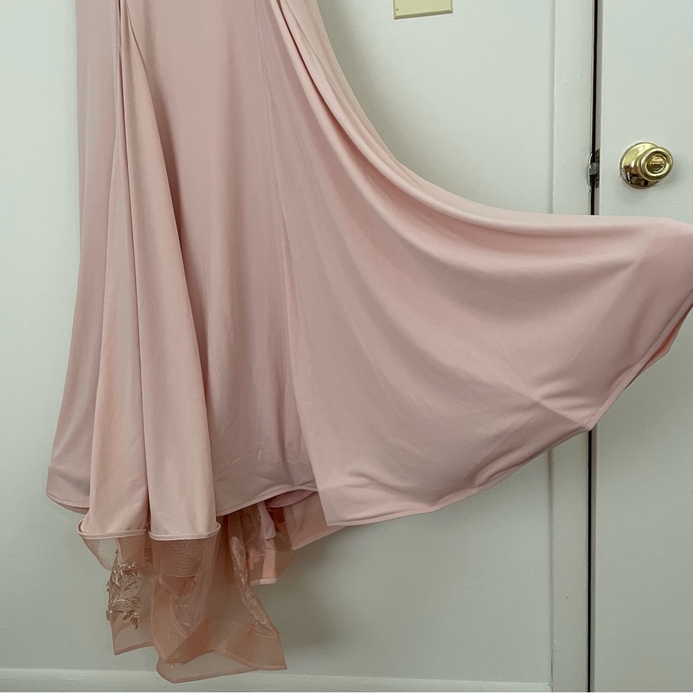 JOVANI 1074A BLUSH Plunge V-Neck Open Back Embellished Applique Dress Gown‎ 10 - Picture 13 of 16